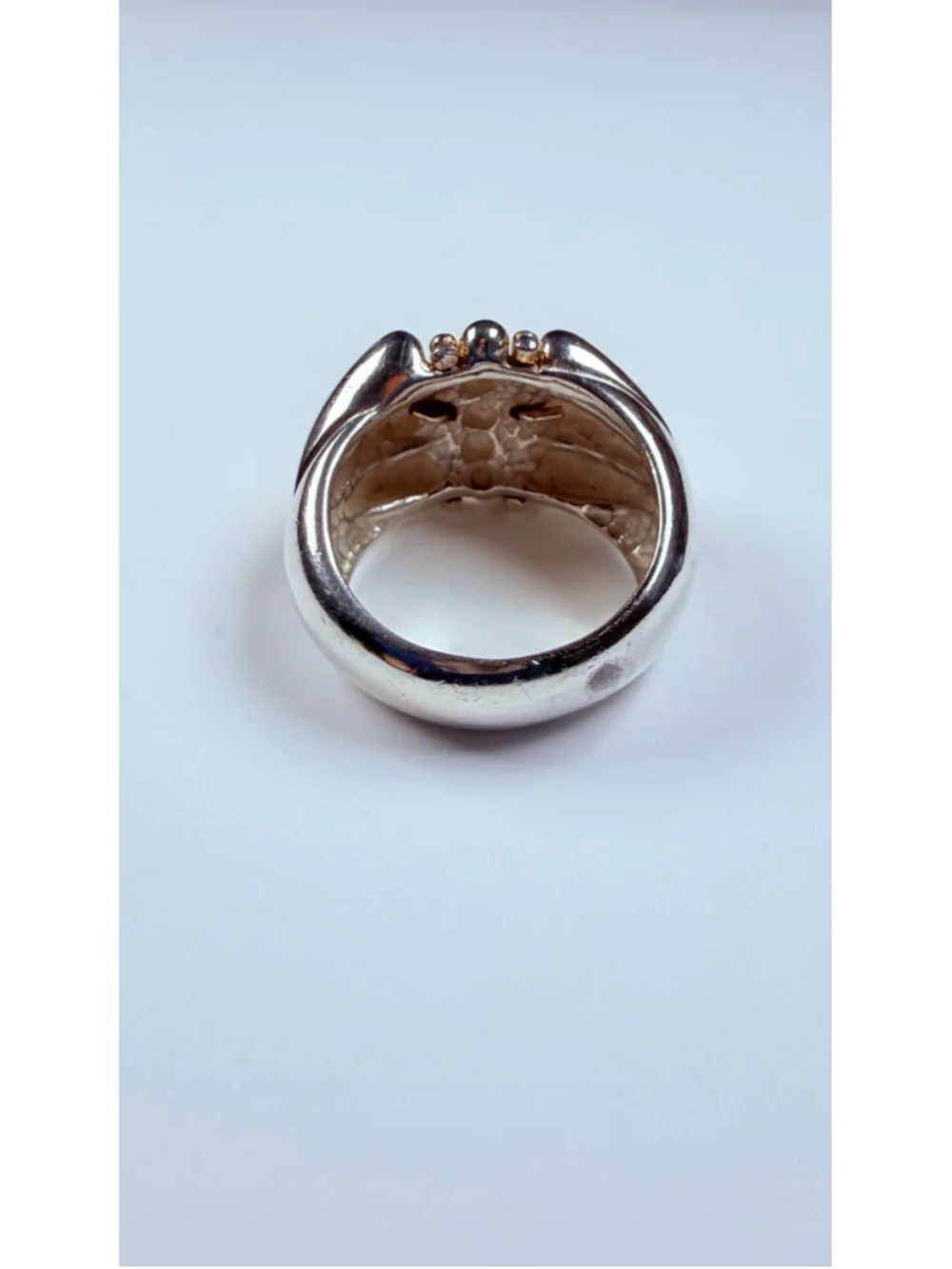 ARROWS Modernist Caviar Bead Dot Ribbed Sterling Silver Gold Vermeil Ring Italy
